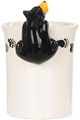 Demdaco Bear Figural sjajni bijeli i crni keramički kamični kamerički šal s ručkom