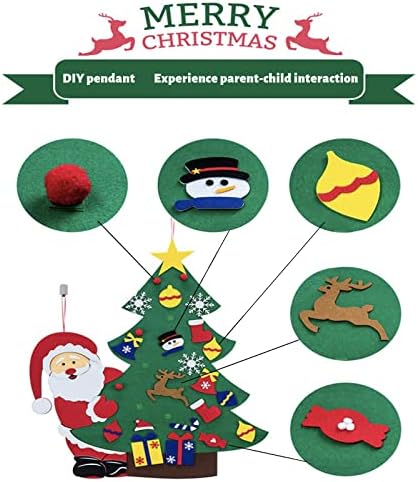 Dječija božićna jelka od filca, zidna viseća Dekoracija od 3,3 stope, za malu djecu, interakcija roditelj-dijete, odvojiva za ukrašavanje zida kućnih vrata