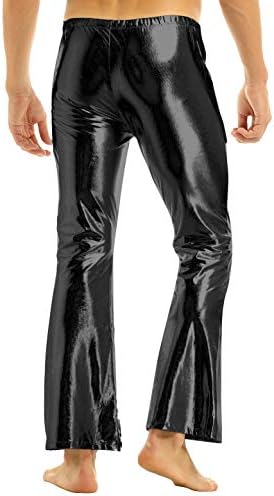 ZDHOOR muške 70-ih retro disko zvono na dnu pantalone metalne sjajne nogu stope duge pantalone