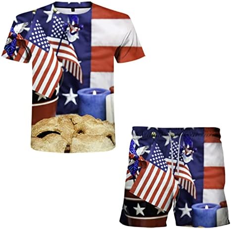 Wocachi Štampanje 3D ljetni američki kolačići Muški set Zastava neovisnosti Ležerni muškarci odijela i odijelo za kupanje