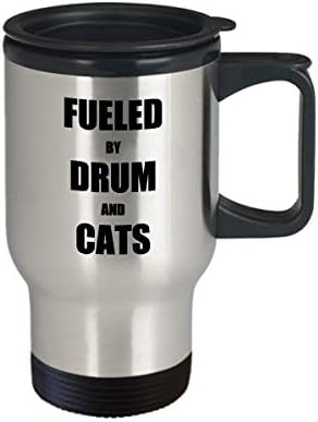 Mačka bubnjar Travel MUG Funny poklon Idea Novost Gag kava čaj 14oz nehrđajući čelik