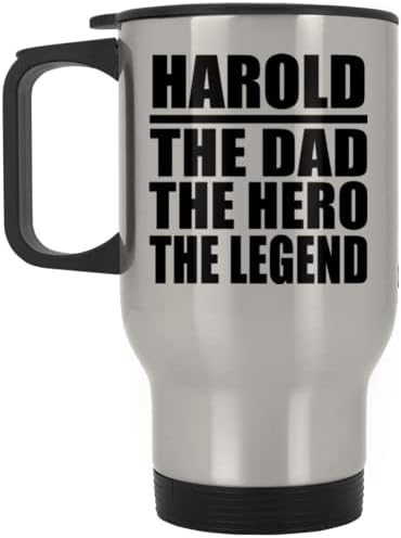 Dizajnirajte Harold The Ota Heroj legendu, srebrna putna krigla 14oz nehrđajući čelik izolirani prevoz, pokloni za rođendan godišnjica Božićni Xmas Dan majki
