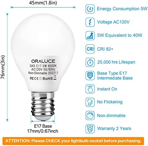 ORALUCE E17 LED sijalica 5 W hladno bijela 6500K, 40W ekvivalentno A15/G45 svjetiljke sa stropnim ventilatorom