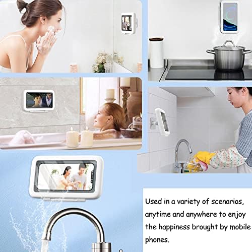 Depointer Tuš telefona Vodootporna rotacija za 360 °, ogledalo / zid protiv magle High osjetljivosti poklopac nosača kutija za kušanje telefona za tuš kadu kupatila kuhinja, crna