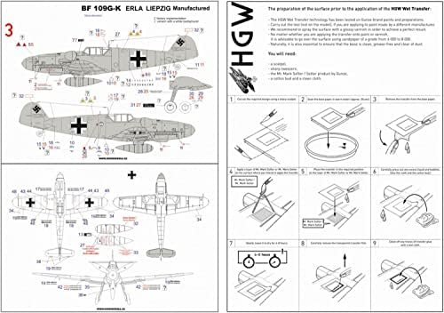 HGW modeli 1/32 Messerchmitt BF109G / K Stencil podataka Dela 1 za Auxborgen Regensburg Ella Plastični model