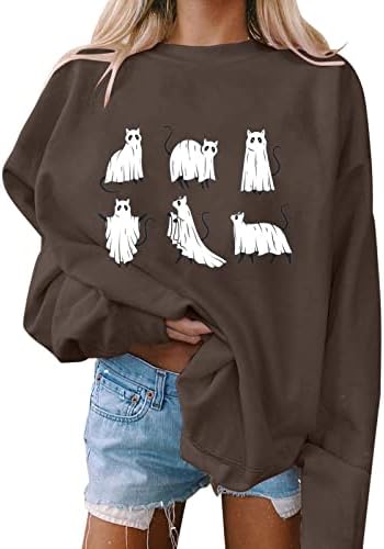 Modna bluza za ženske ležerne print o vratu labavi duks okrugli izrez Fit pulover vrhovi dugih rukava s vježbama