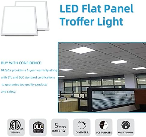 LED plosnati panel Troffer 2x2 FT 40W , stropno svjetlo osvijetljeno rubom, Ultra tanko, bijeli okvir, 3 različite snage i 3500K/4000K / 5000K CCT podesivo