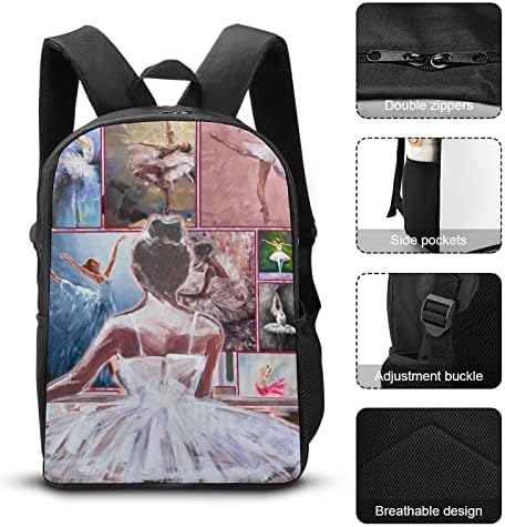 17-inčni baletni ruksak balerina tiskane putne torbe otporne na trajni ruksak za laptop otporan na djevojčice