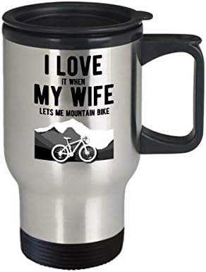 Putovanje brdskim biciklima Volim kad mi je supruga pustila smiješnu nehrđajuću čeliku biciklizam 14 oz za kafu ili čaj