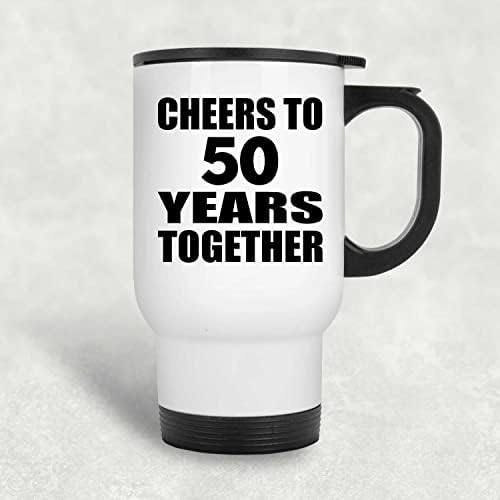 Dizajnirajte 50. godišnjicu navijači do 50 godina zajedno, bijeli putnički šal 14oz nehrđajući čelik izolirani