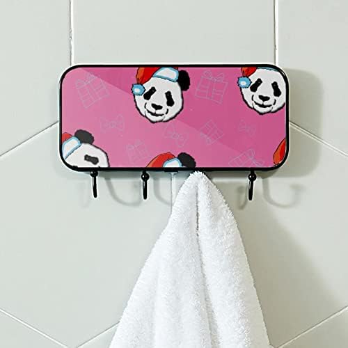 Panda ružičasti print kaput nosač zidni nosač, ulazni kaput nosač sa 4 kuka za kapute kaputi za ručnik torbica