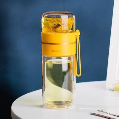 400ml Prozirna boca za staklenu vodu sa čajem infusiraju filter za odvajanje čaja za dvostruko zidno stakleno