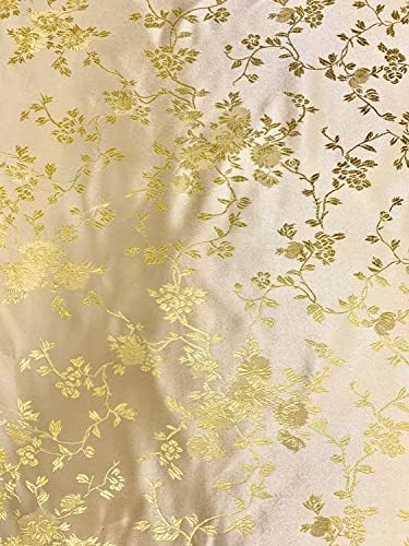 Sienna cvjetna Brokatna Brokatna kineska satenska tkanina od Svijetložutog zlata pored dvorišta - 10033