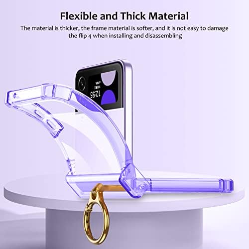 PUROOM za Samsung Galaxy Z Flip 4 futrola sa prstenastim luksuznim prozirnim mekanim TPU hibridnim silikonskim
