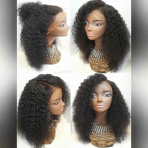 Lijepa 16 puna čipkasta perika za ljudsku kosu Afro Crne perike Indijska Djevica Remy ljudska kosa kovrčava