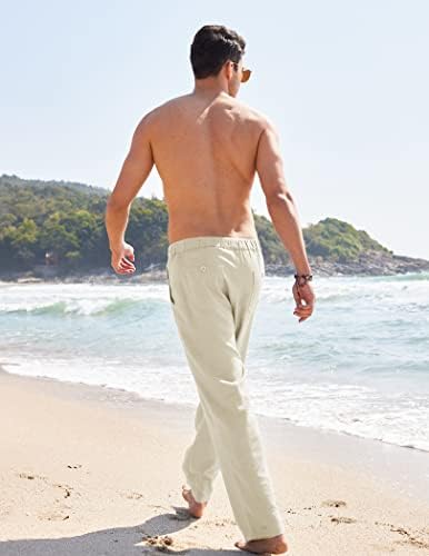 Coofandy muške posteljine posteljine elastične strukske crkvene plaže joge pantalone lagane ravnoteže nogu