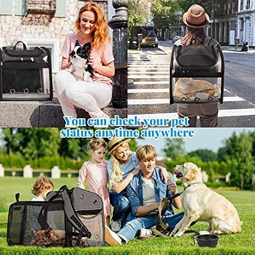 Nsdrbx ruksak za kućne ljubimce, proširivi ruksak za pse, prozirnog, vodootpornog dizajna, sa trostranim ulazom, pogodan za planinarenje i kampovanje na otvorenom, pogodan za male i srednje životinje.