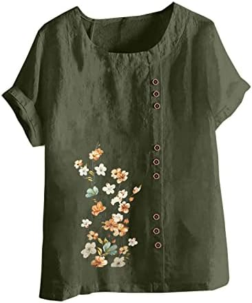 Thirts za žene Ljeto Ležerne prilike pamučne ploče Tuničke vrhove Plus size cvjetni tiskani slatki ties labavi fit bluze