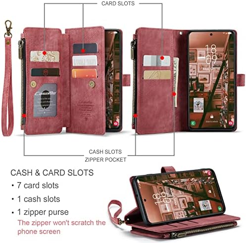 Taneny torbica za novčanik za Samsung Galaxy S23, PU kožni novčanik Folio Flip Case sa funkcijom postolja Zipper Poket držač za ručnu traku za kreditnu karticu zaštitni poklopac za Samsung Galaxy S23