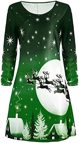 RUZIYOOG ženske haljine moda 2022 Božićna majica s dugim rukavima Ležerna okrugla vrata labava tunika