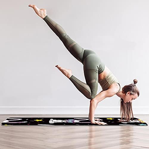Debela neklizajuća Vježba & amp; fitnes 1/4 prostirka za jogu sa Zečjim crnim printom za Yoga Pilates &