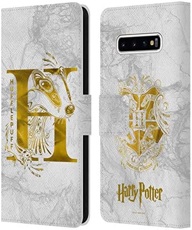 Dizajn kućišta za glavu zvanično licenciran Harry Potter Hufflepuff Aguamenti Deathly Hallows IX kožna Navlaka za novčanik za knjige kompatibilna sa Samsung Galaxy S10+ / S10 Plus