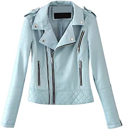 Ženska koža kratka jakna jakna patentni patentni zatvarač za zatvaranje PU kratka jakna modna motorna jakna