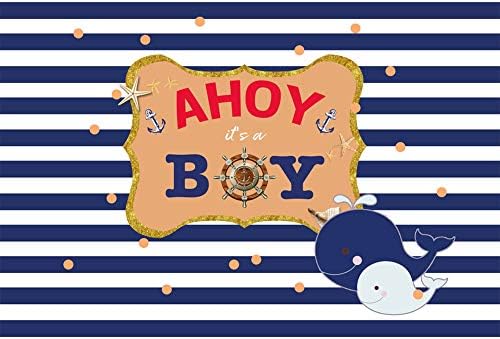 Aofoto 5x3ft Baby Boy tuš pozadina Ahoy Helm Nautička tema djevojka ili dječak mali pomorac mornar pol otkrivaju