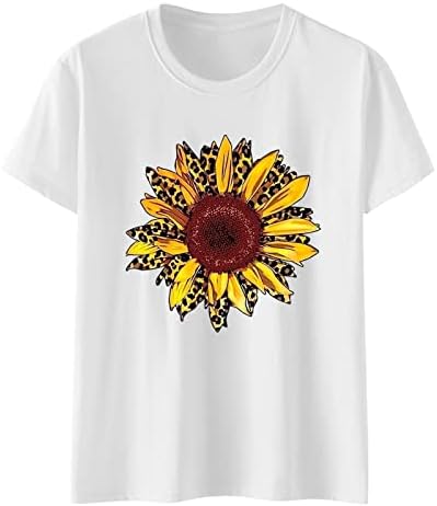 Uikmnh Women's Loot Fit Short rukav ljetni bluza Sunflowers Tunicshing Majica