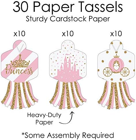 Velika tačka sreće Little Princess Crown - 90 lančanih veza i 30 ukrasa za ukrase od 30 papira - ružičasta