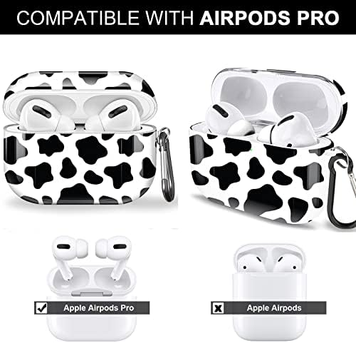 Gyehuo za pokrivač za Airpods Pro, slatka zaštitna airpod pro Case Cover s privjeskom sa ključem, krava