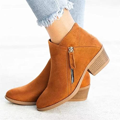 Čizme za žensku jesen modu 2022 Vintage Suede cipele Chunky peta klizanje na šiljastim kratkim čizmama za