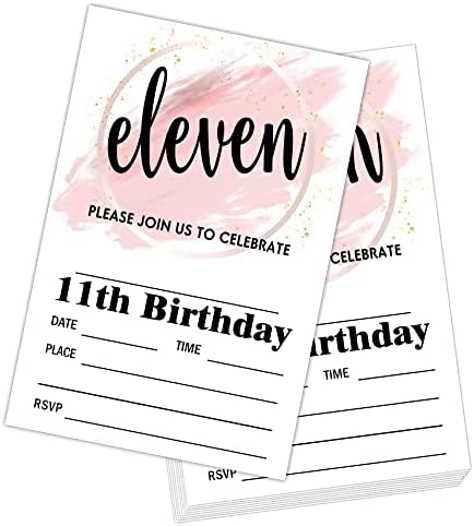 Tfciate 11. rođendani pozivnice za rođendan, 20 dvostrano-obostrano pozivnicu za popunjavanje sa kovertama,