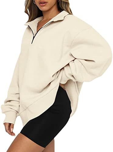 Ženska polovina zatvarača pulover prevelizirane dugih rukava Zip Preppy duksere Trendi teen Girls Y2K estetska