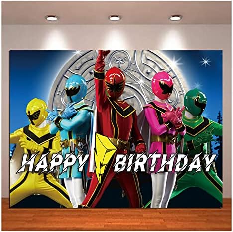 Cartoon Power Ranger Megaforce Photo Backdrop 5x3ft Sretan rođendan fotografija pozadina za djecu dječaci