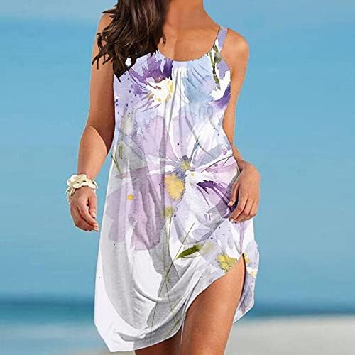 Miashui Dugi rukav tunika haljina za žene Žene ljetni Casual seksi odmor na plaži okrugli dugi sarafani