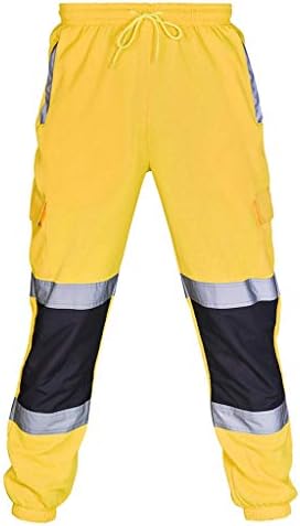 WenKomg1 muške visoke vidljivosti teretni pantalone casual cestovni rad kombinezon HI Vis sigurnosni refleksni