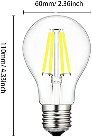E26 4W Vintage LED sijalica A19 Edison filament sijalica 30W halogeno ekvivalentno prozirno staklo A60 dekorativna lampa za stropni ventilator privjesak hladnjak Office 6000k hladno bijelo 12v Dimabilno pakovanje od 4
