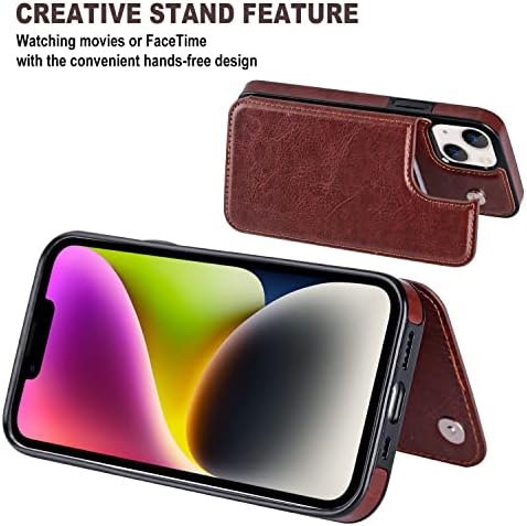 Aoksow dizajniran za futrolu za novčanik iPhonea 14, držač PU kožne kartice torbica za postolje tanka zaštitna