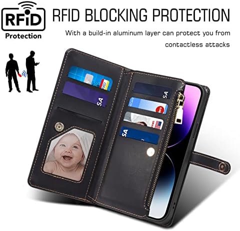 REEGINCH za iPhone 14 Pro Max novčanik slučaj, RFID Blokiranje PU kožna torbica za žene sa držačem kartice