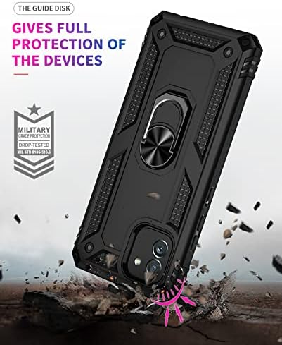 ANVZLE za Samsung Galaxy A04E sa [2 pakovanjem] kaljenog stakla zaštitnika, Galaxy A04E Teški oklop [Vojni razred] Zaštitni, s magnetnim brojem nosača automobila Telefon telefon