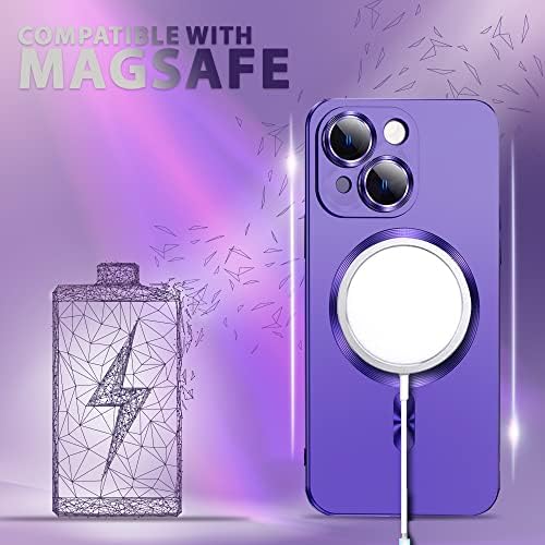 GREASURE Premium magnetni iPhone 14 Plus Case Purple - Kompatibilan sa Magsafe Pribor - Staklo otporan na