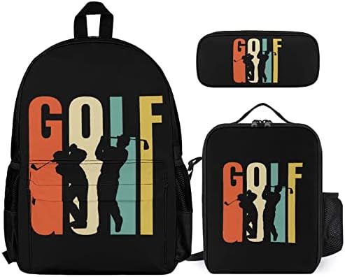 Vintage Golferi golf Shots 3 kom ruksak Set kutija za ručak Prijenosna torba za hladnjak leda s podesivim