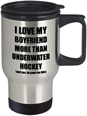 Podvodna hokejska djevojka Travel MUG Funny Valentine Idea za mog ljubitelja GF-a od dečka kava čaj 14 ozljeđenog