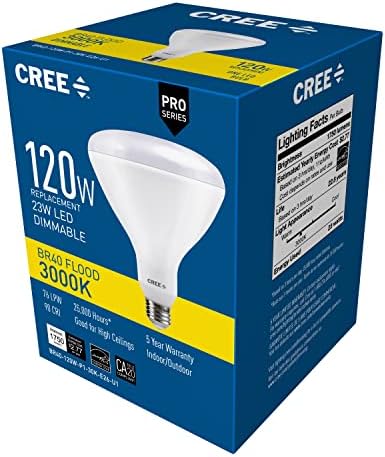Cree rasvjeta BR40-120W-P1-30k-E26-U1 Pro serija BR40 Indoor Flood 120W ekvivalentna LED sijalica 1750 lumena svijetlo Bijela 3000k 1 pakovanje, 1 Broj