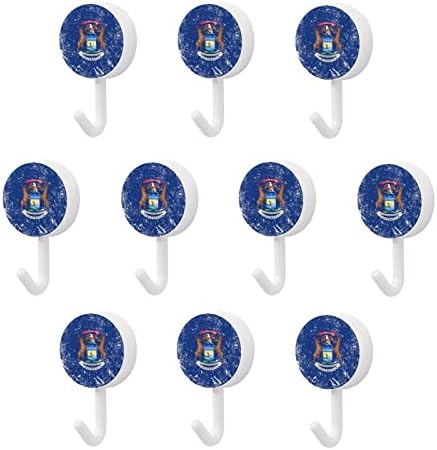 Michigan State Flag okrugle plastične kuke za višekratnu ljepljivu kuke Viseće zidne kuke za kuhinju kupatilo