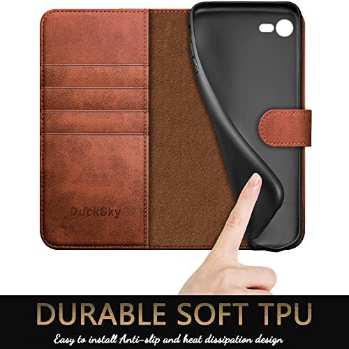 DuckSky za iPhone 7/8 / SE 2020 / SE 2022 torbica za novčanik od prave kože【RFID blokada】【4 držač kreditne