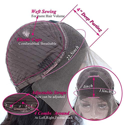 Lm vodeni talas 13x4 HD prozirna čipka prednja perika za ljudsku kosu Ombre plava pramenova 1b / 30 perika
