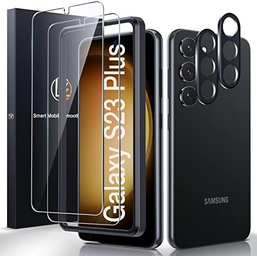 Lk 2 pakovanje za Samsung Galaxy S23 Plus zaštitnik ekrana & amp; 2 Pakovanje zaštita sočiva kamere, alat za poravnanje otporan na ogrebotine [Fingerprint Unlock Compatitble] 9h zaštita ekrana od kaljenog stakla za S23 Plus