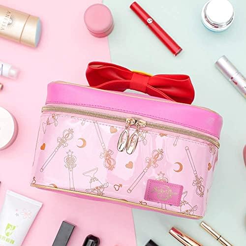 NocksyDecal Sejlor Moon torba za šminkanje Pink, slatka prenosiva putna organizatorka za kozmetiku, kožna